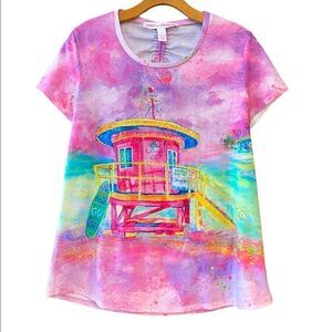 Leoma Lovegrove M Purple Miami Beach Lifeguard Station Open Back T-Shirt